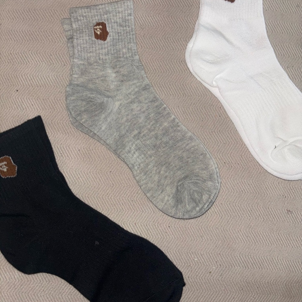 Bape Black and Gray Casual Socks